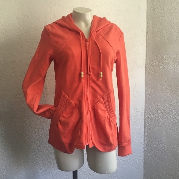 Prairie UNDERGROUND orange hooded zippered cardigan SMALL - Picture 2 of 14